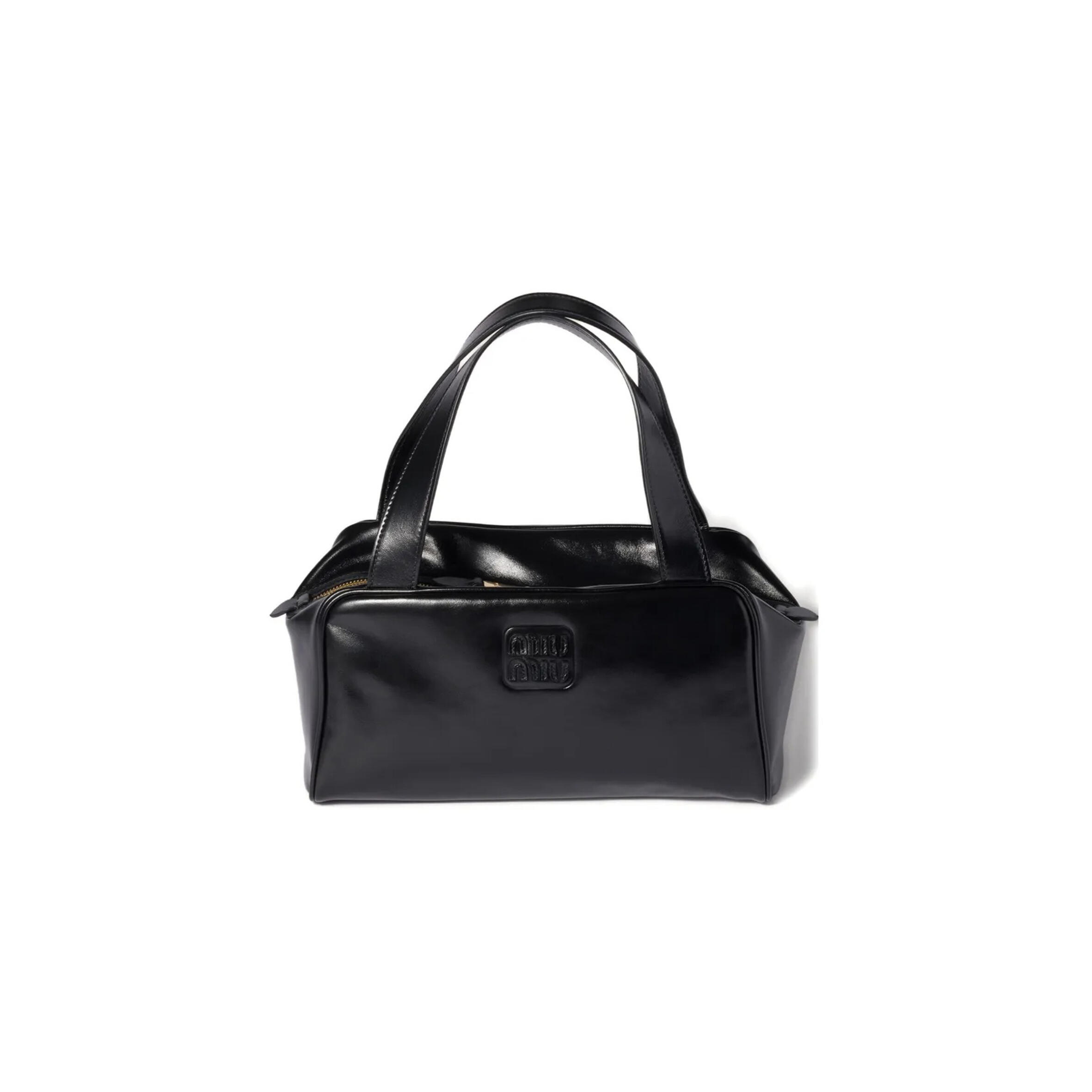MIU MIU BAULETTO GLOSSY LEATHER TOP-HANDLE BAG 5BB182 (28*15*13cm)